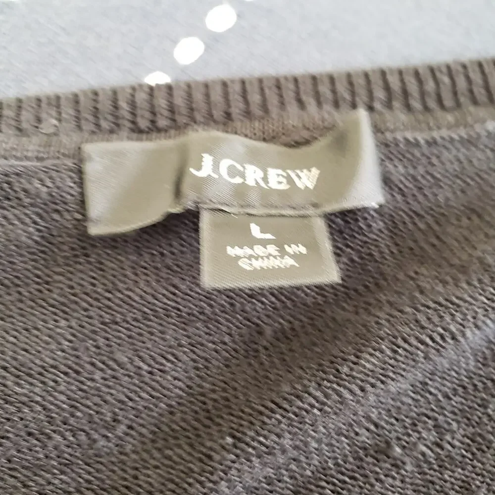 J.Crew V Neck Sweater With Side Buttons Linen Blend Black Size Large